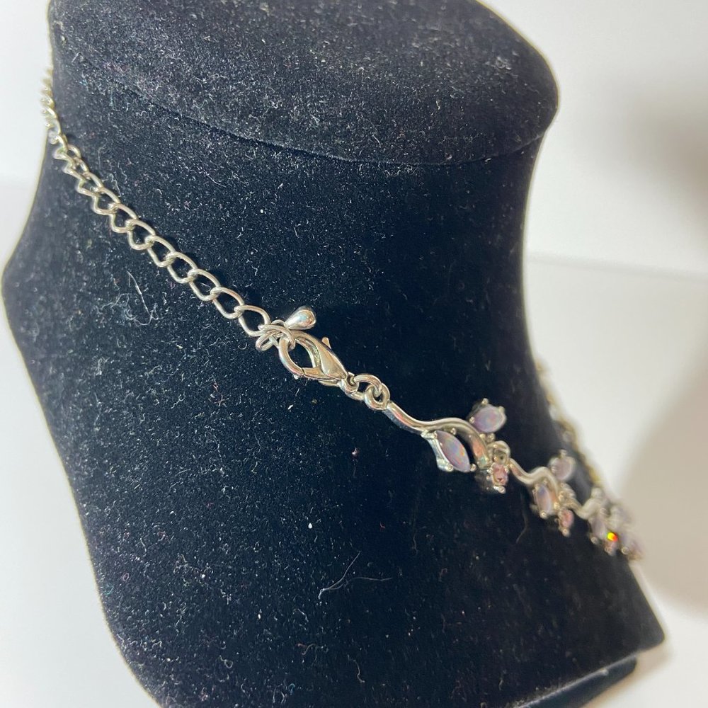 Iridescent Crystal Floral Statement Necklace - Picture 9 of 14